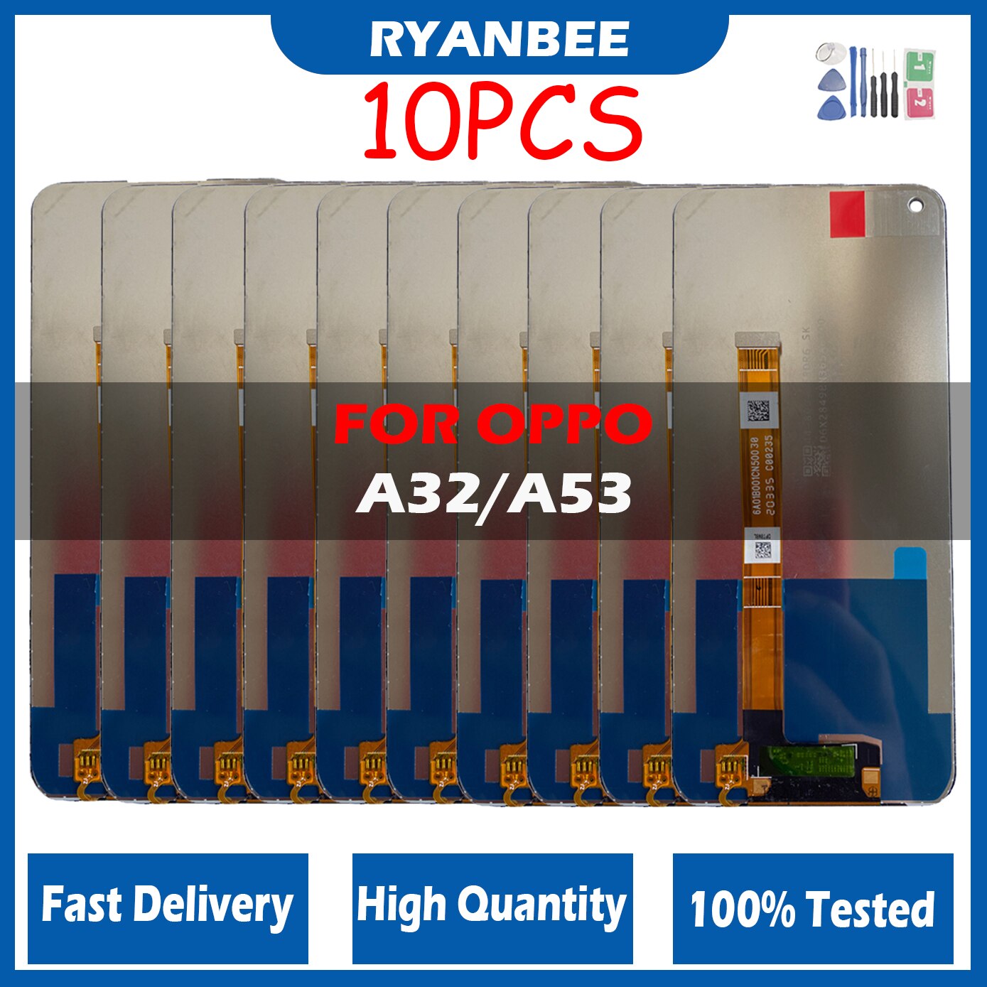 10Pcs 100% ׽Ʈ  LCD OPPO A32 A33 A53 A53s 6.5 ġ LCD ũ ÷ Ÿ  ü,  